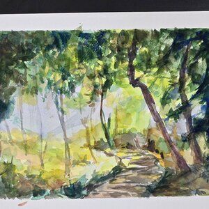 Original Signed Watercolor Painting Contemporary Art